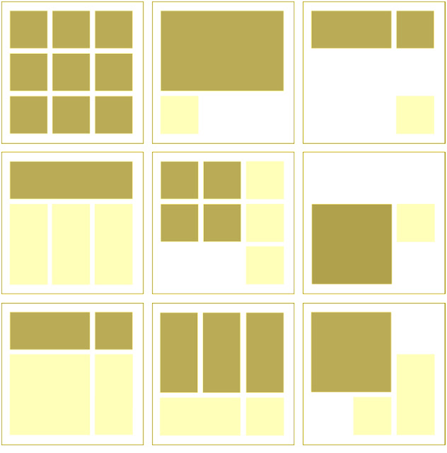 examples of pages divided according to the swiss grid system